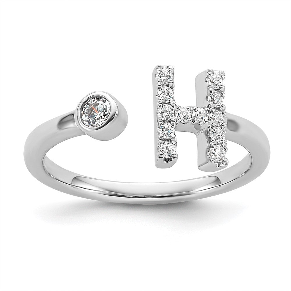White Gold Lab Grown Diamond VS/SI FGH Initial H Adjustable Ring Model-RM10277H-017-WLG - Charlie & Co. Jewelry