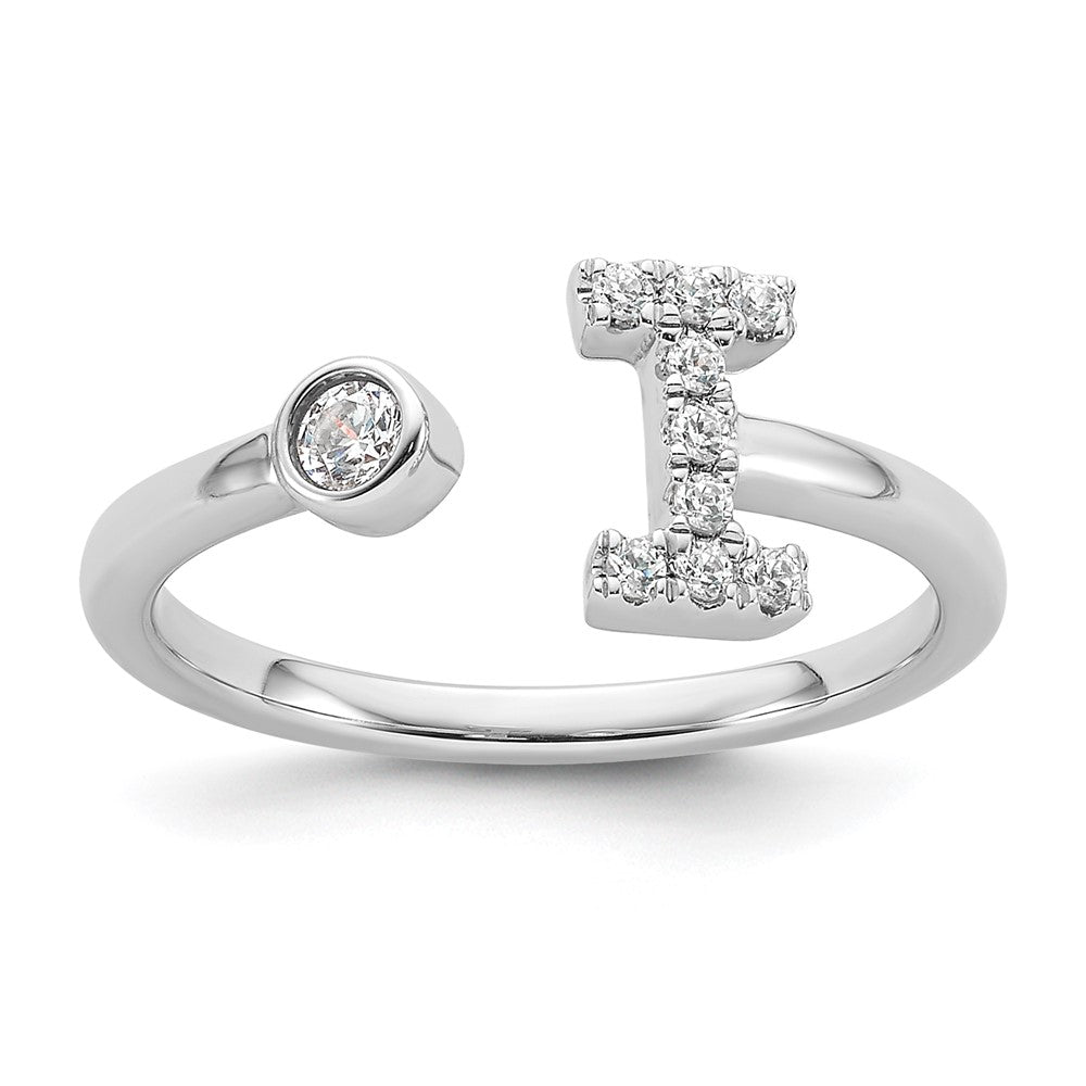 White Gold Lab Grown Diamond VS/SI FGH Initial I Adjustable Ring Model-RM10277I-017-WLG - Charlie & Co. Jewelry