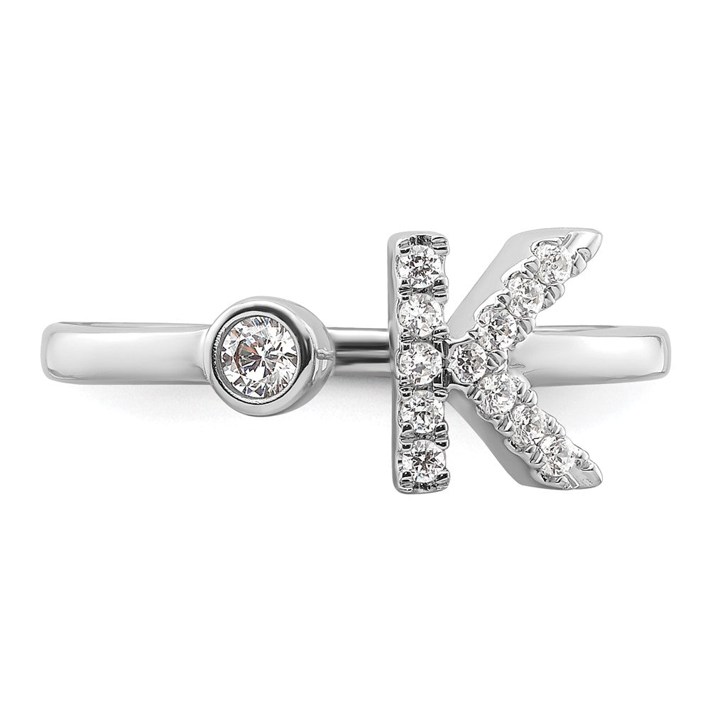 White Gold Lab Grown Diamond VS/SI FGH Initial K Adjustable Ring Model-RM10277K-017-WLG - Charlie & Co. Jewelry