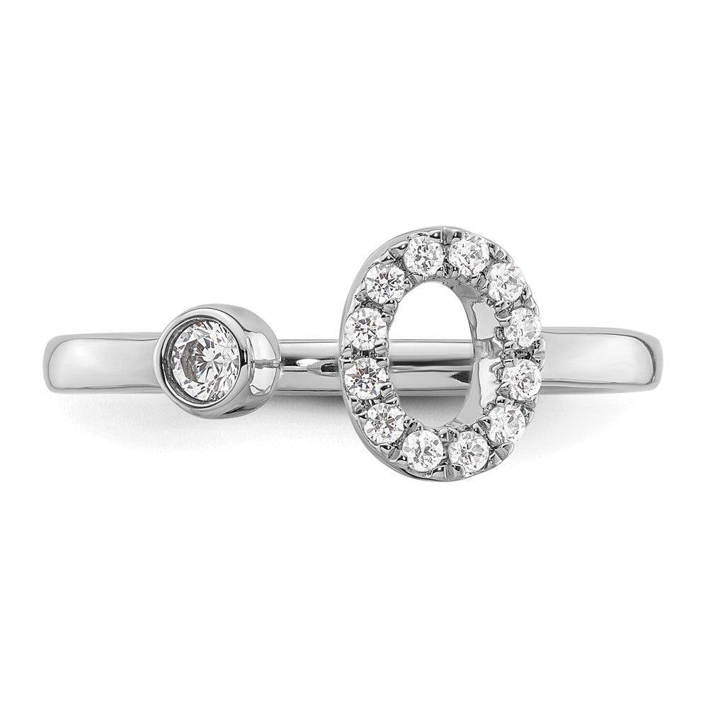 White Gold Lab Grown Diamond VS/SI FGH Initial O Adjustable Ring Model-RM10277O-017-WLG - Charlie & Co. Jewelry