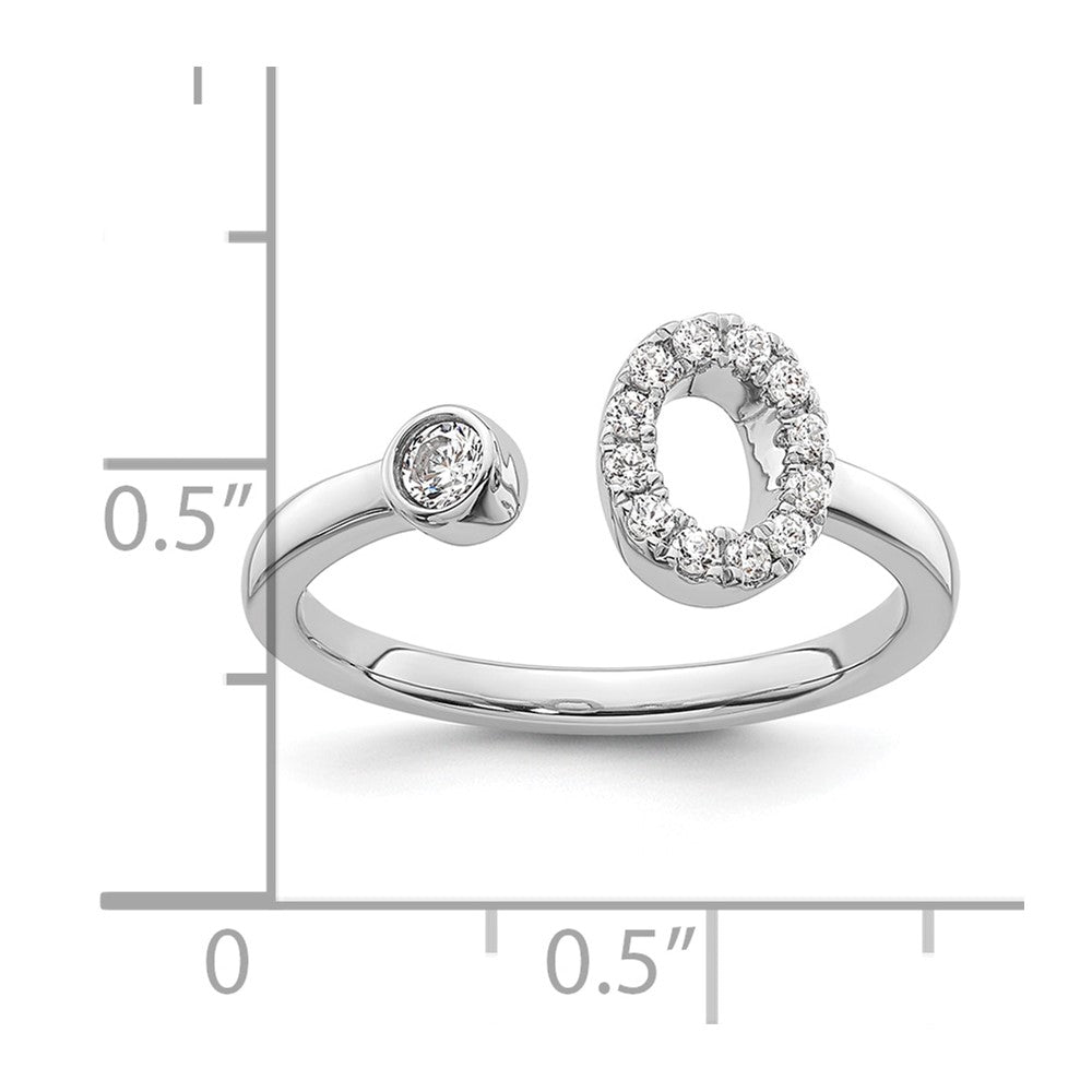 White Gold Lab Grown Diamond VS/SI FGH Initial O Adjustable Ring Model-RM10277O-017-WLG - Charlie & Co. Jewelry