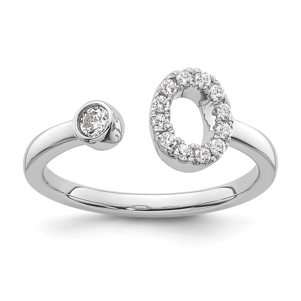White Gold Lab Grown Diamond VS/SI FGH Initial O Adjustable Ring Model-RM10277O-017-WLG - Charlie & Co. Jewelry