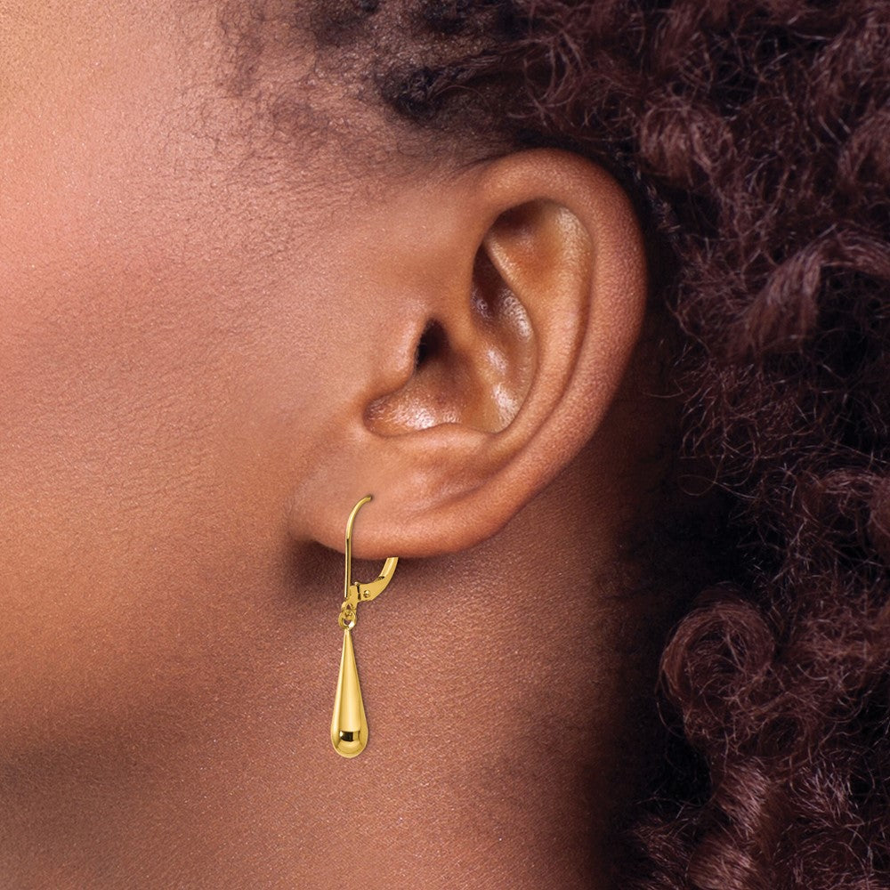 Gold Madi K Teardrop Dangle Leverback Earrings Model-SE1102 - Charlie & Co. Jewelry