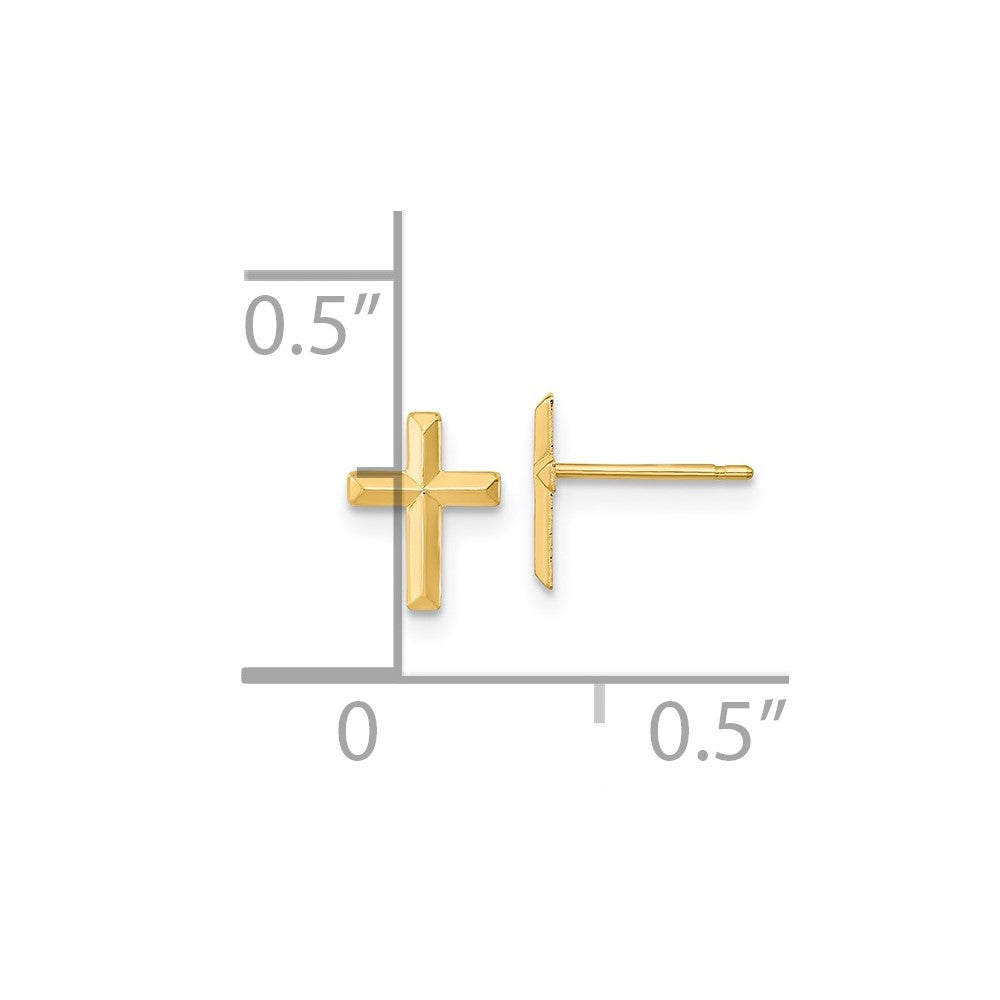 Gold Madi K Polished 3D Cross Post Earrings - Model SE2542 - Charlie & Co. Jewelry