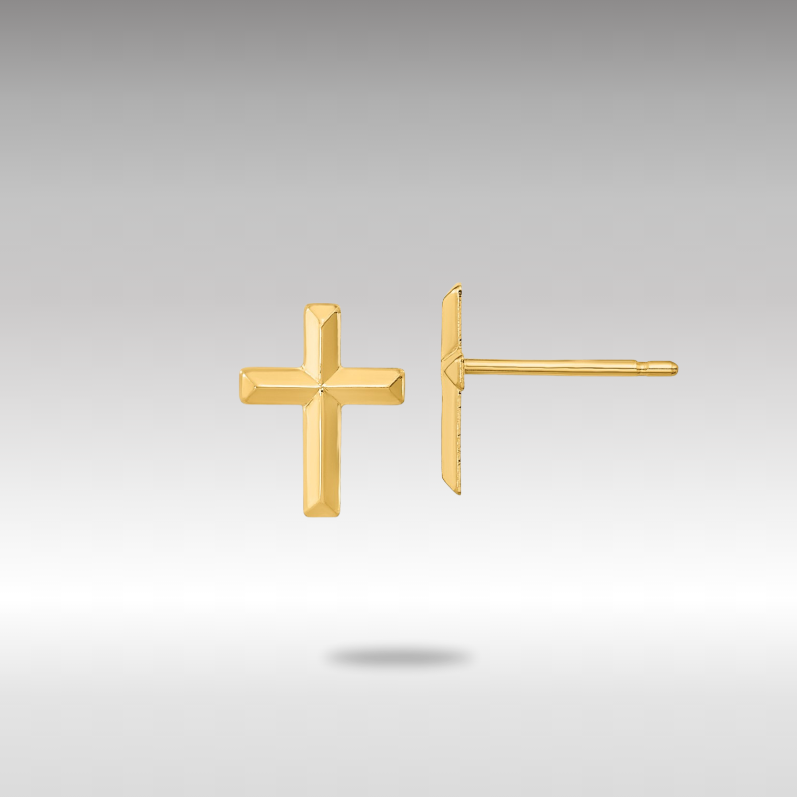Gold Madi K Polished 3D Cross Post Earrings - Model SE2542 - Charlie & Co. Jewelry