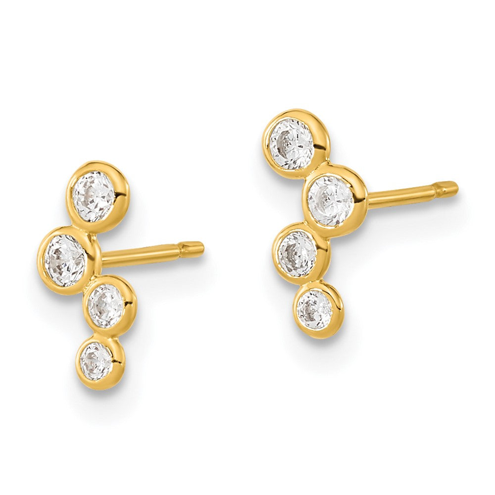Gold Madi K 4-CZ Bezel Set Post Earrings Model-SE2549 - Charlie & Co. Jewelry