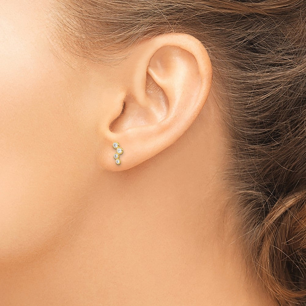 Gold Madi K 4-CZ Bezel Set Post Earrings Model-SE2549 - Charlie & Co. Jewelry