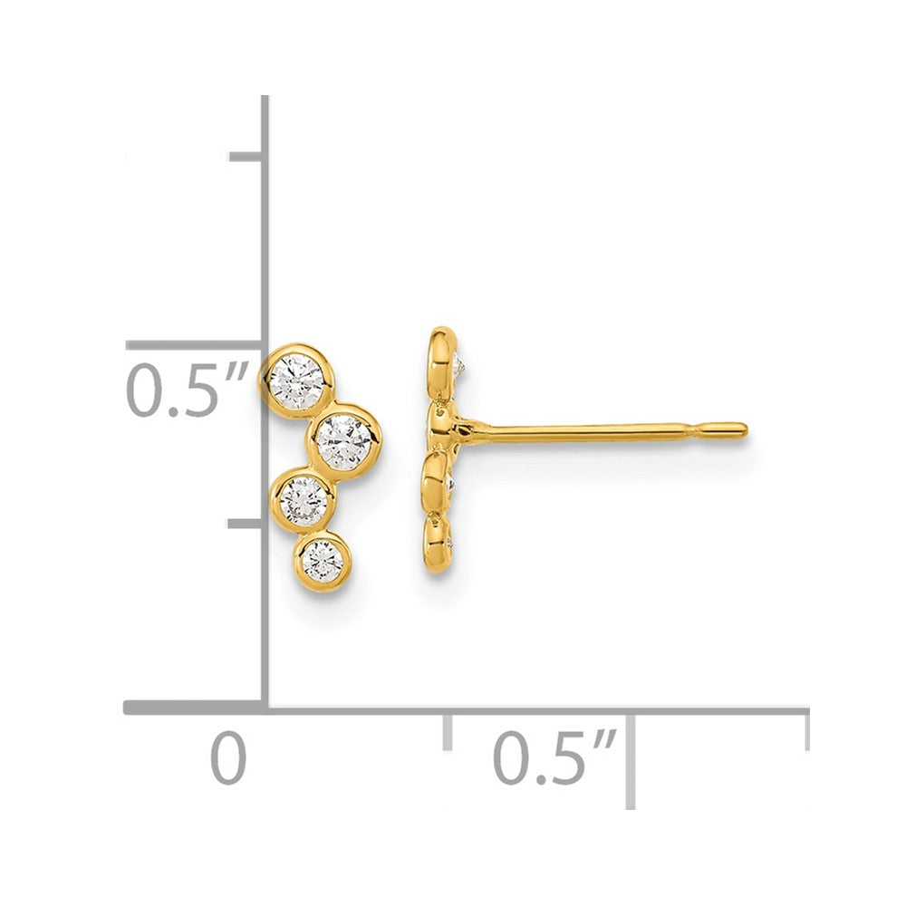 Gold Madi K 4-CZ Bezel Set Post Earrings Model-SE2549 - Charlie & Co. Jewelry
