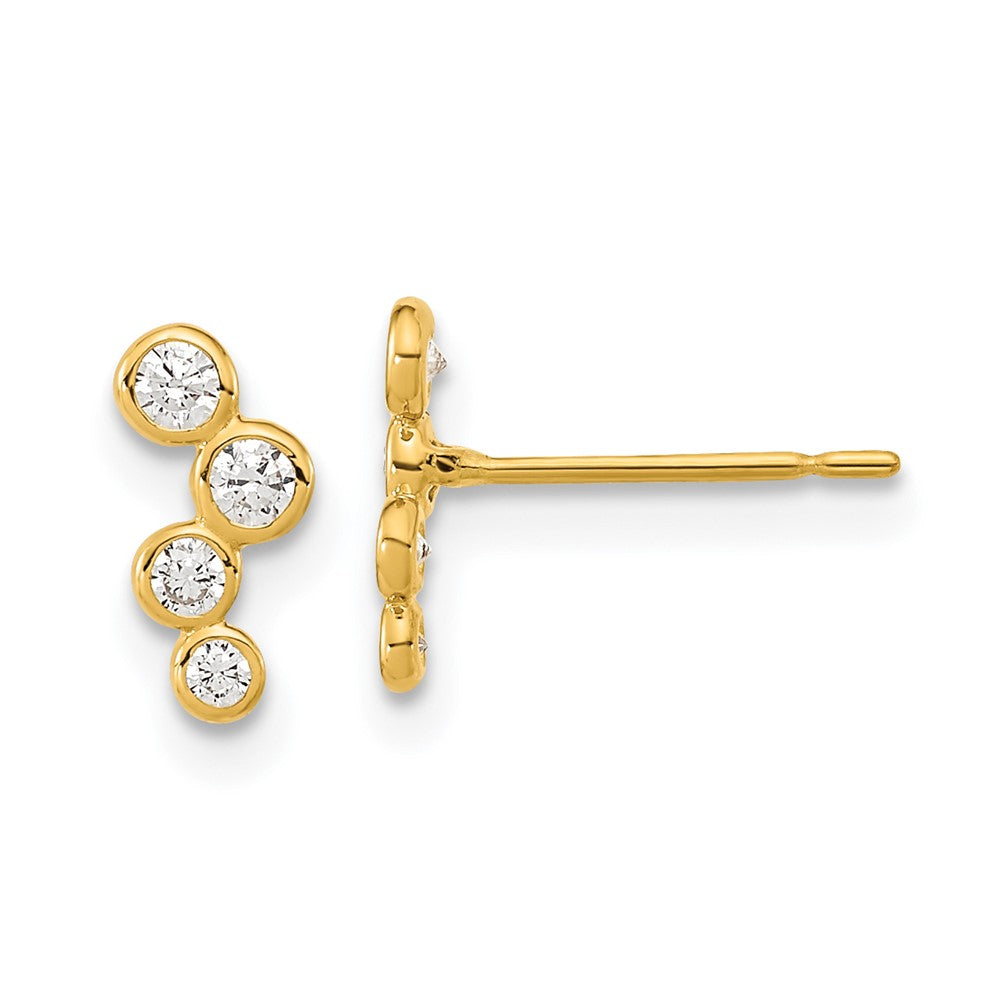 Gold Madi K 4-CZ Bezel Set Post Earrings Model-SE2549 - Charlie & Co. Jewelry