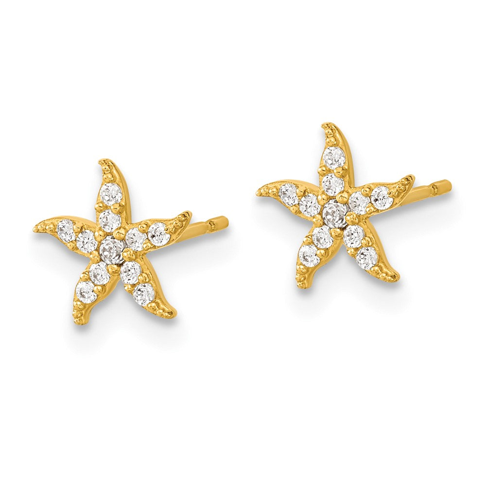 Gold Madi K Childrens CZ Starfish Post Earrings - Model SE2563 - Charlie & Co. Jewelry
