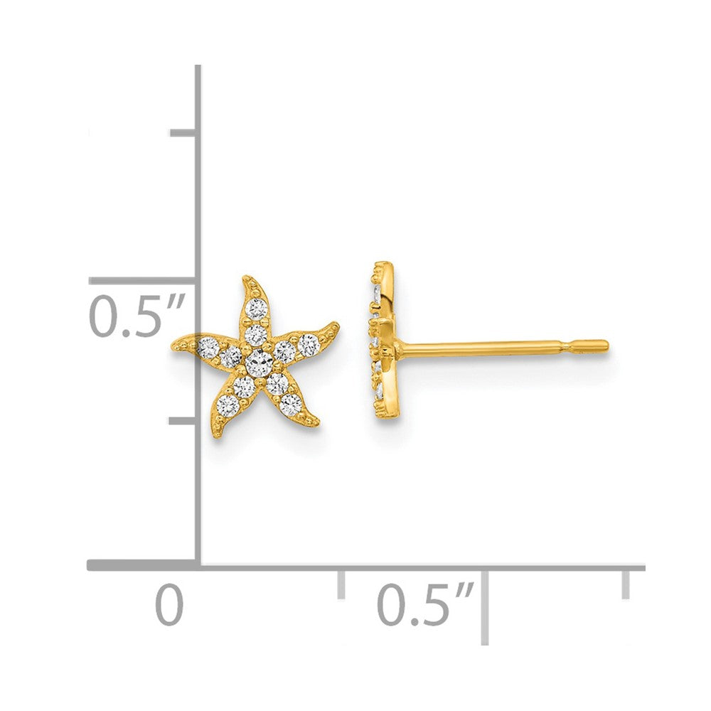Gold Madi K Childrens CZ Starfish Post Earrings - Model SE2563 - Charlie & Co. Jewelry