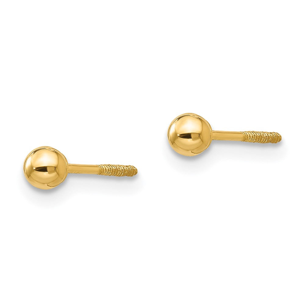 Gold Madi K Polished 3mm Ball Screwback Earrings - Model SE259 - Charlie & Co. Jewelry