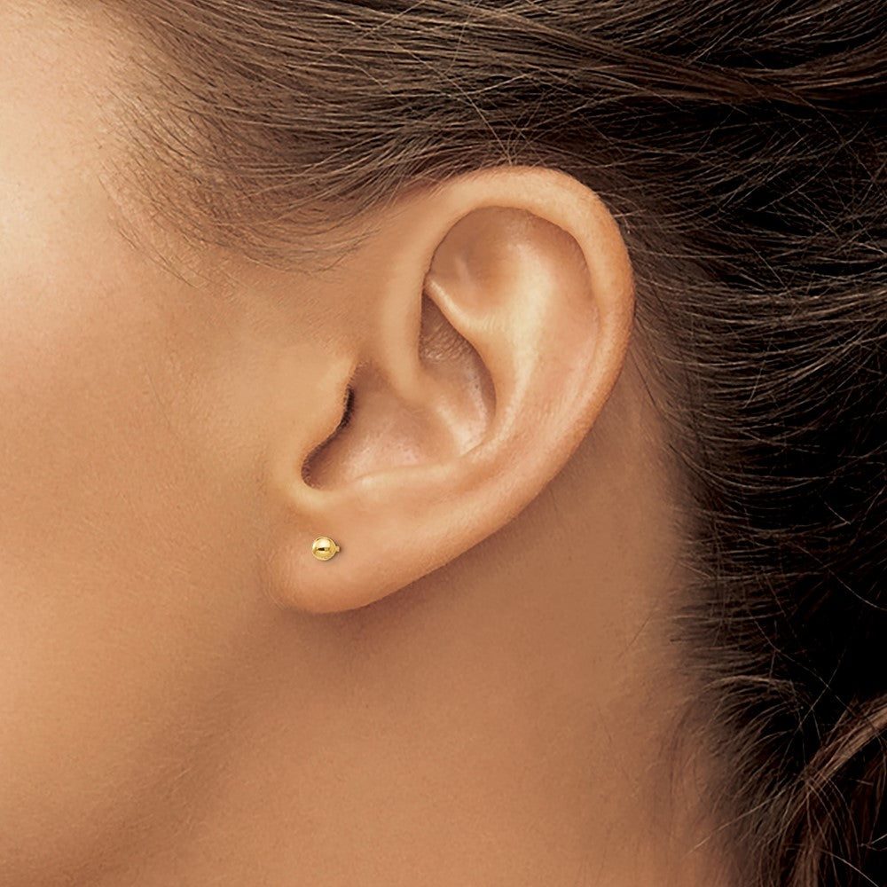 Gold Madi K Polished 3mm Ball Screwback Earrings - Model SE259 - Charlie & Co. Jewelry