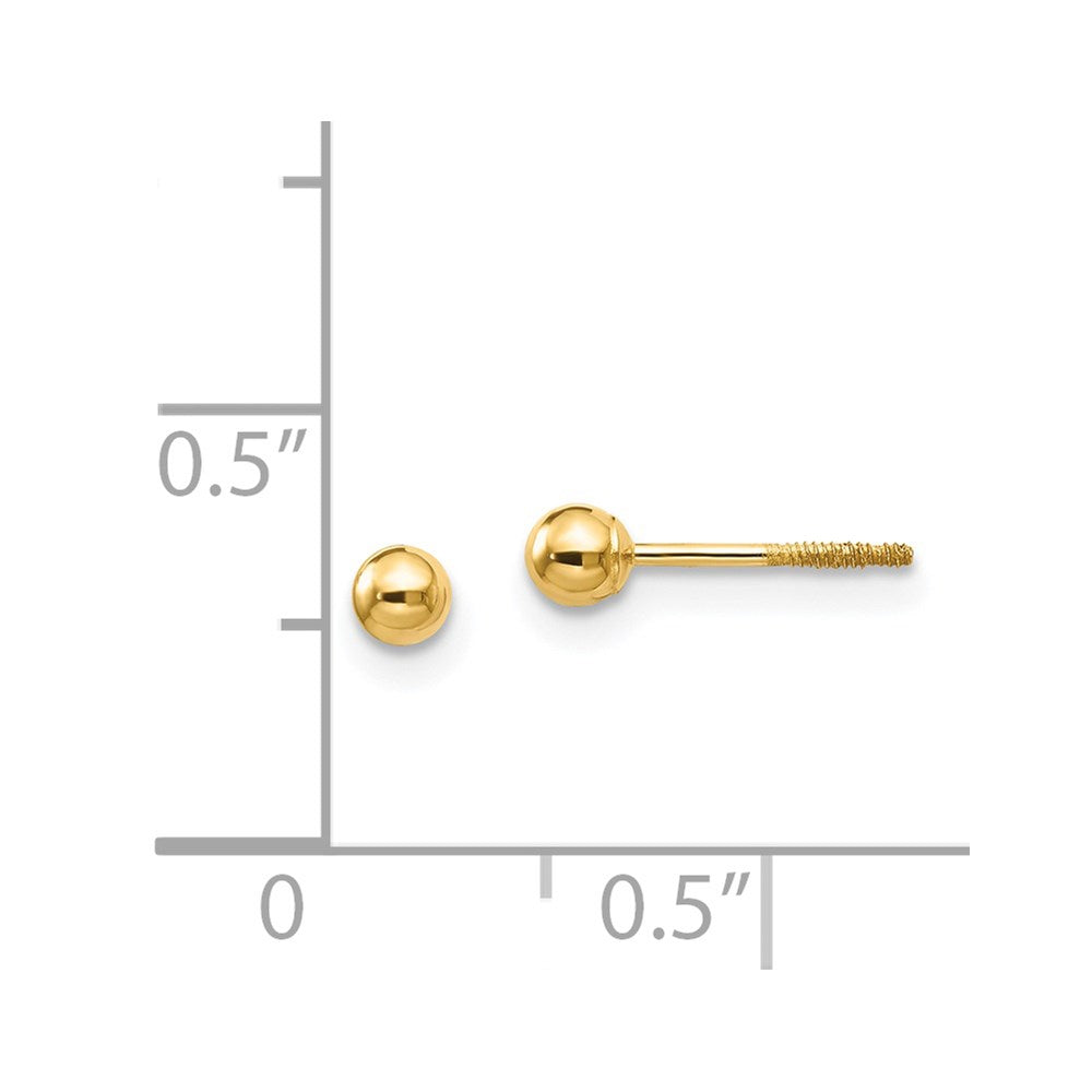 Gold Madi K Polished 3mm Ball Screwback Earrings - Model SE259 - Charlie & Co. Jewelry