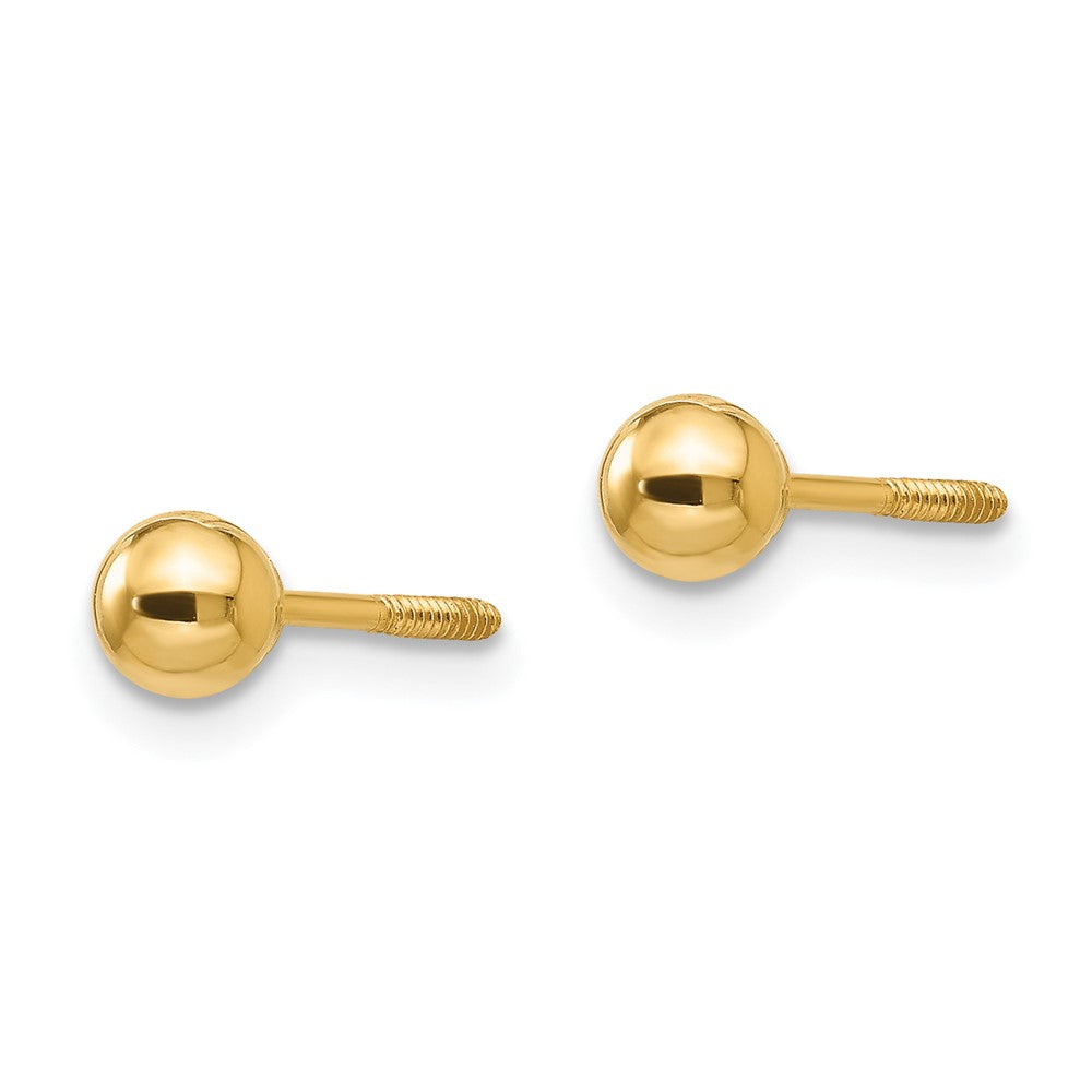 Gold Madi K Polished 4mm Ball Screwback Earrings - Model SE261 - Charlie & Co. Jewelry