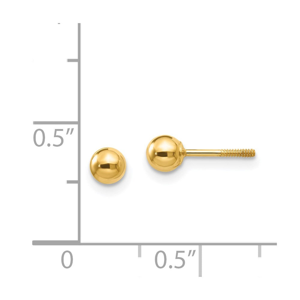 Gold Madi K Polished 4mm Ball Screwback Earrings - Model SE261 - Charlie & Co. Jewelry