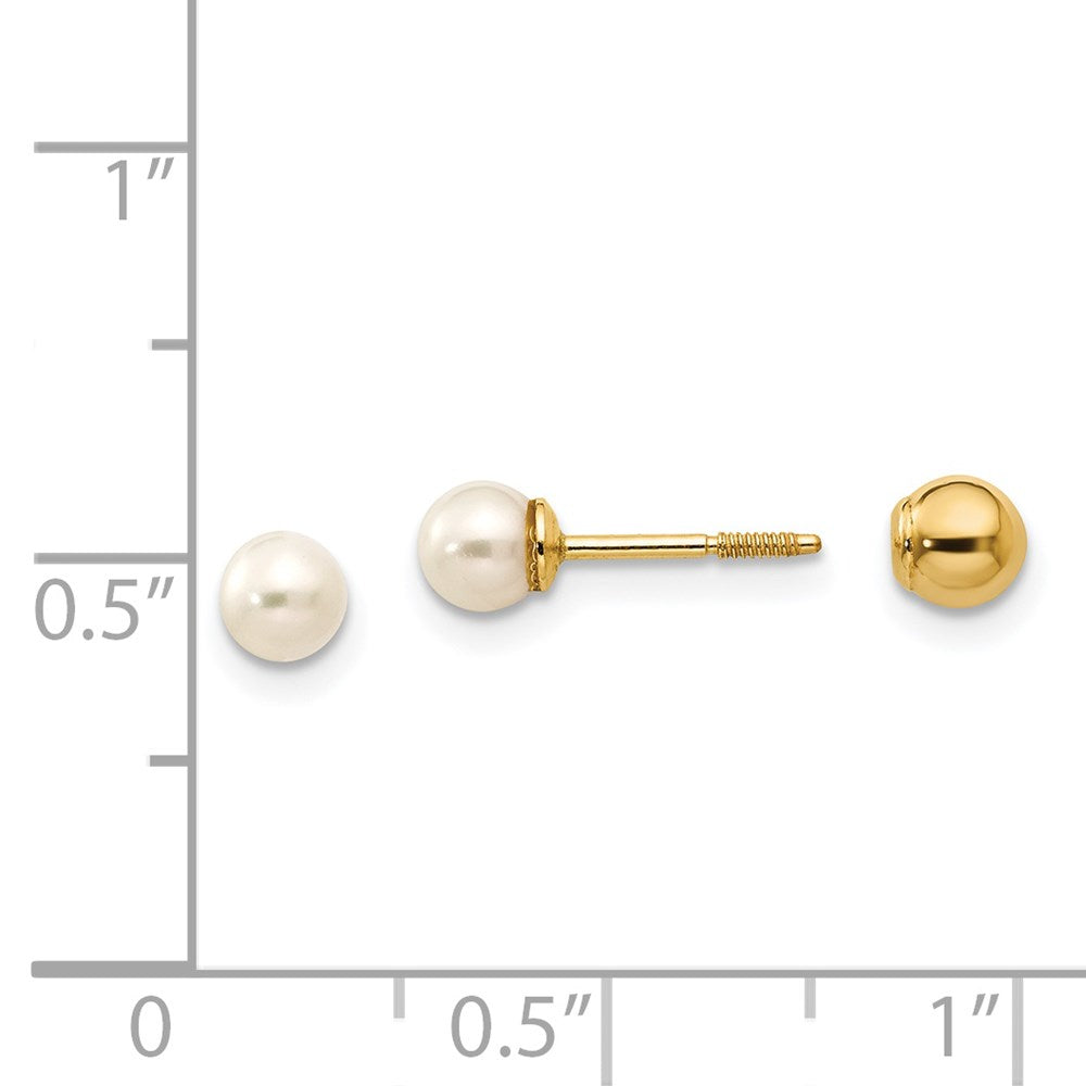 Gold Madi K Reversible 3.75-4mm FW Cultured Pearl and Gold Bead Earrings - Model SE262 - Charlie & Co. Jewelry