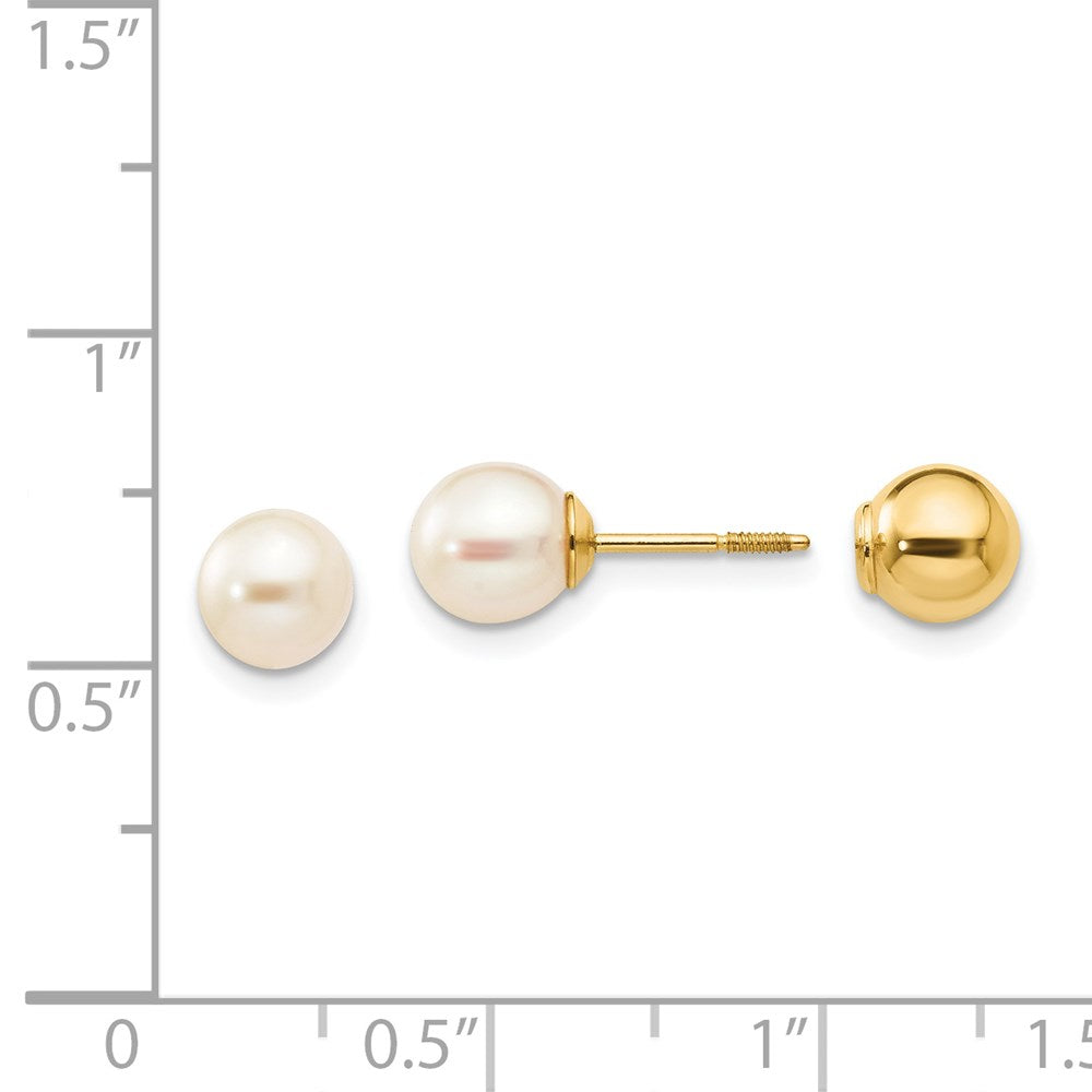 Gold Madi K Reversible FW Cultured Pearl and Bead Earrings - Model SE263 - Charlie & Co. Jewelry
