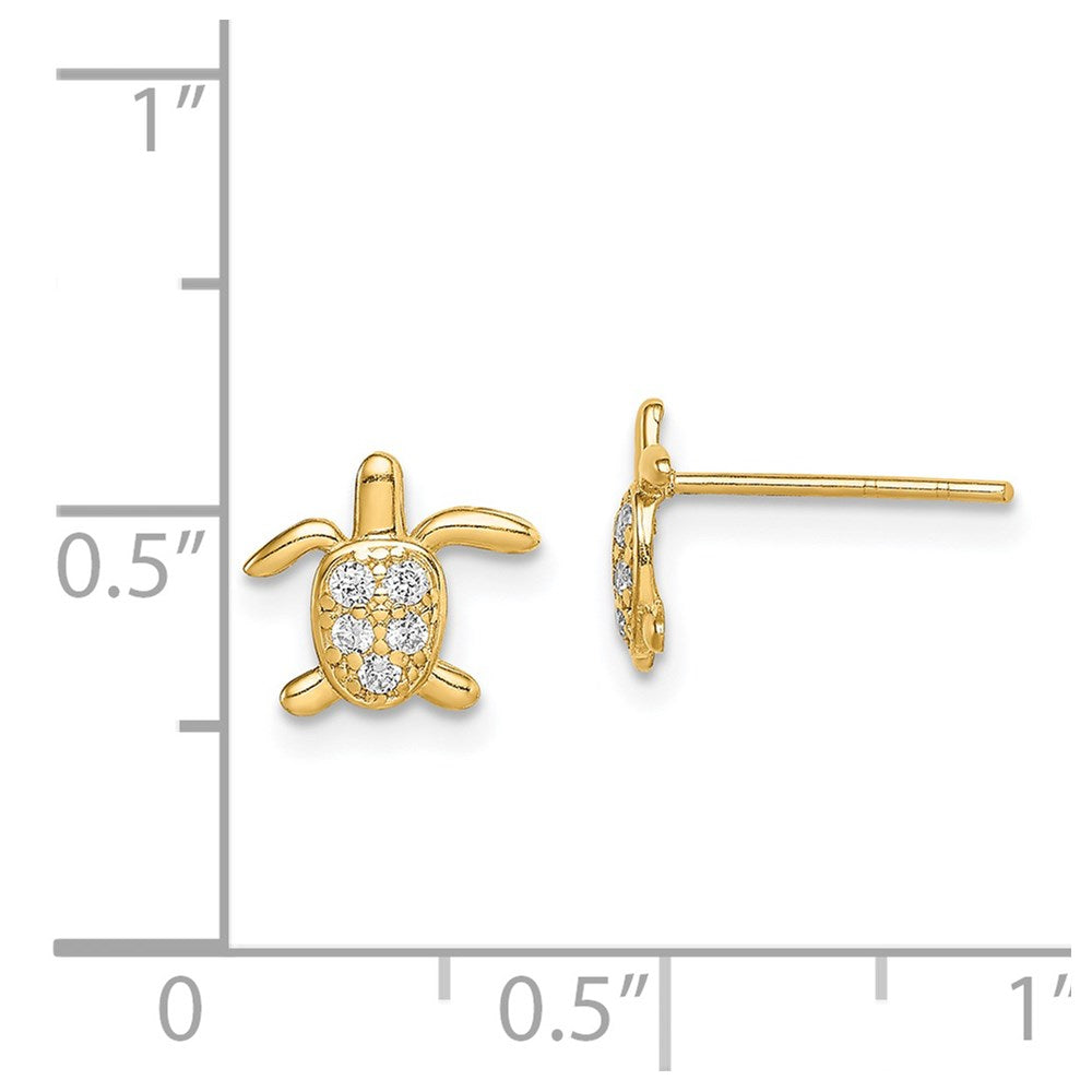 14K Gold Madi K CZ Turtle Post Earrings - Charlie & Co. Jewelry