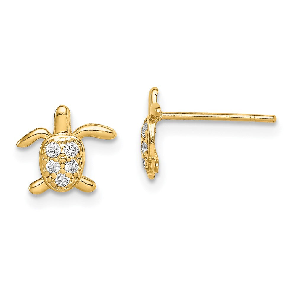 14K Gold Madi K CZ Turtle Post Earrings - Charlie & Co. Jewelry