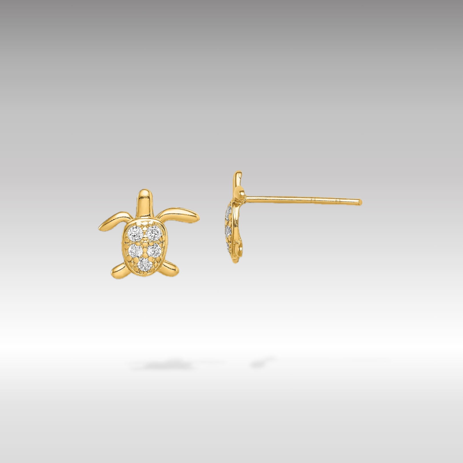 14K Gold Madi K CZ Turtle Post Earrings - Charlie & Co. Jewelry