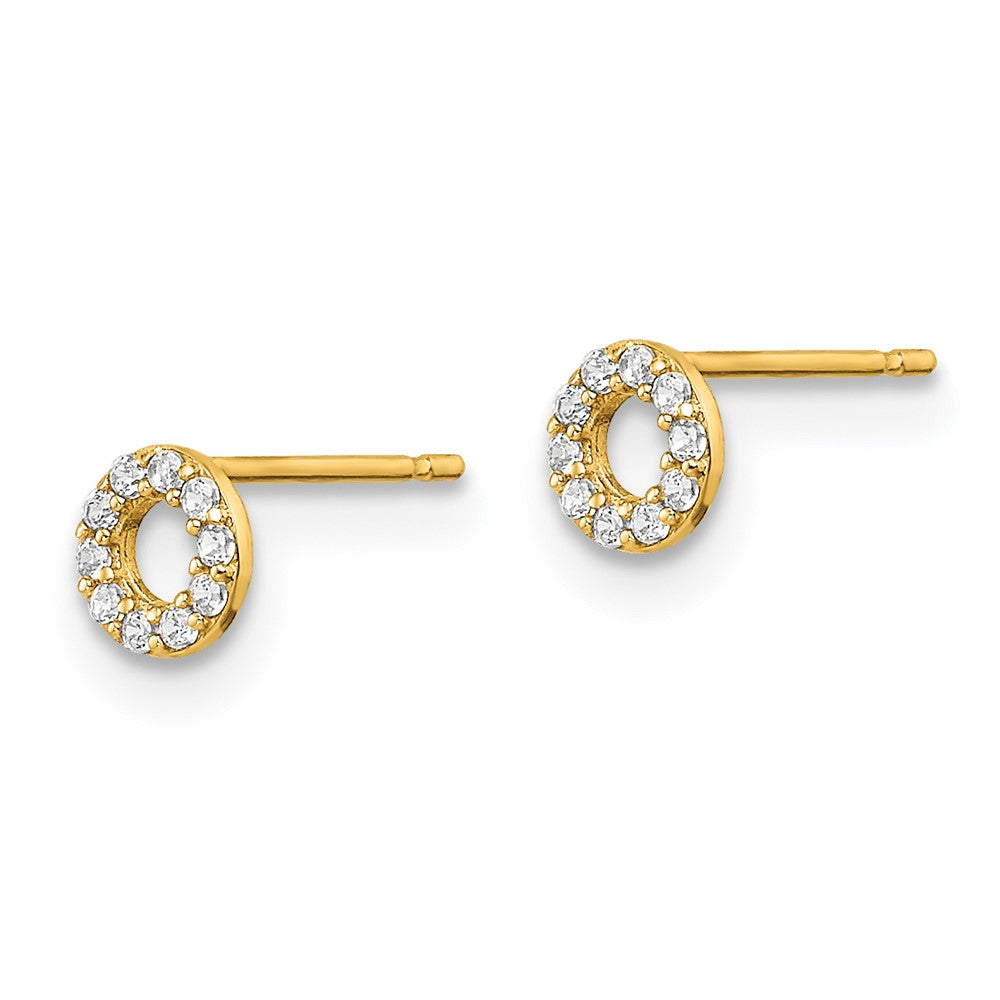 Gold Madi K Circle CZ Post Earrings - Model SE2913 - Charlie & Co. Jewelry