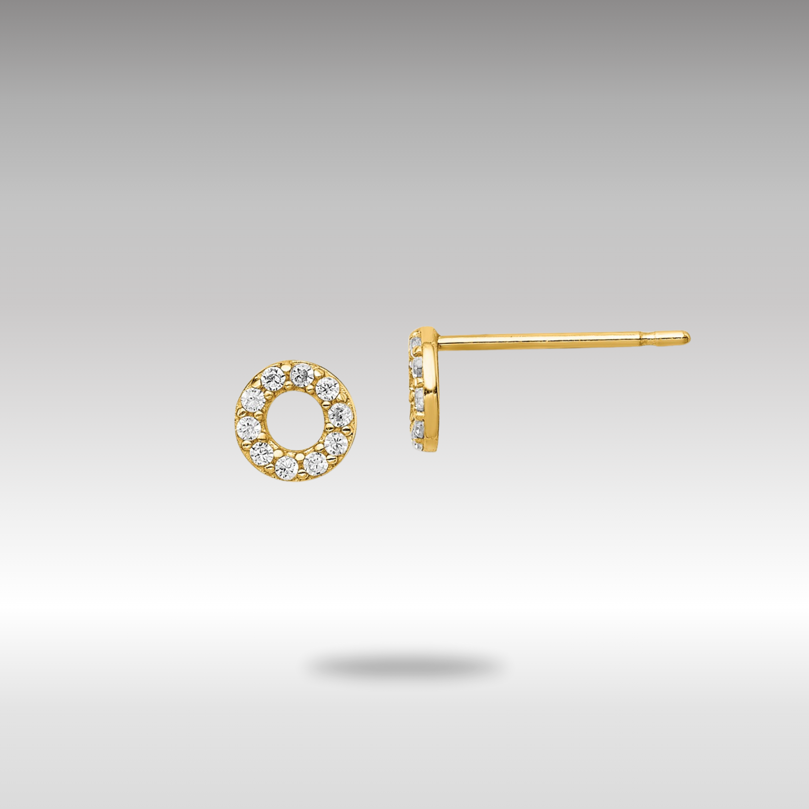 Gold Madi K Circle CZ Post Earrings - Model SE2913 - Charlie & Co. Jewelry
