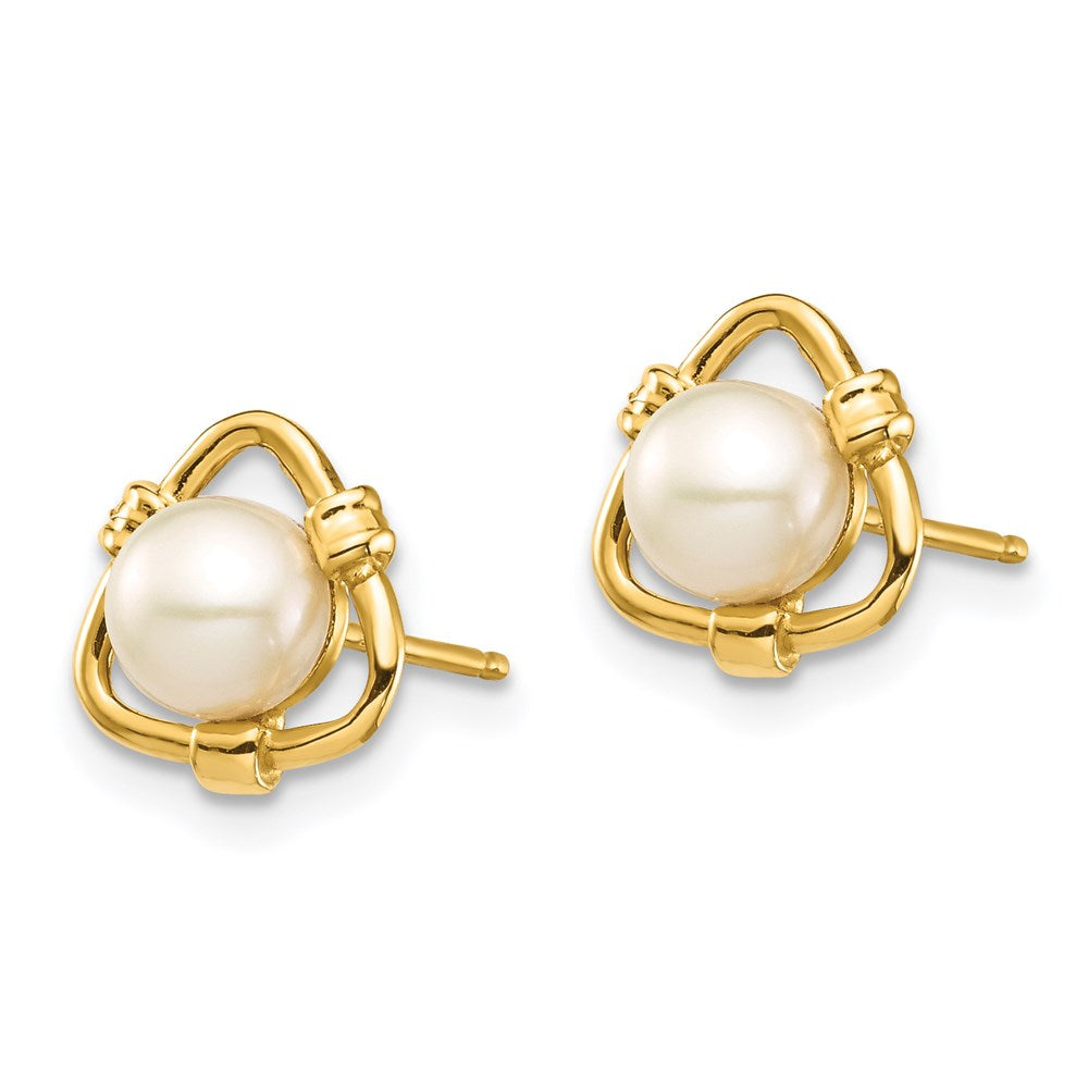 Gold Madi K 4-5mm White Button Freshwater Cultured Pearl Stud Earrings - Model SE2952 - Charlie & Co. Jewelry