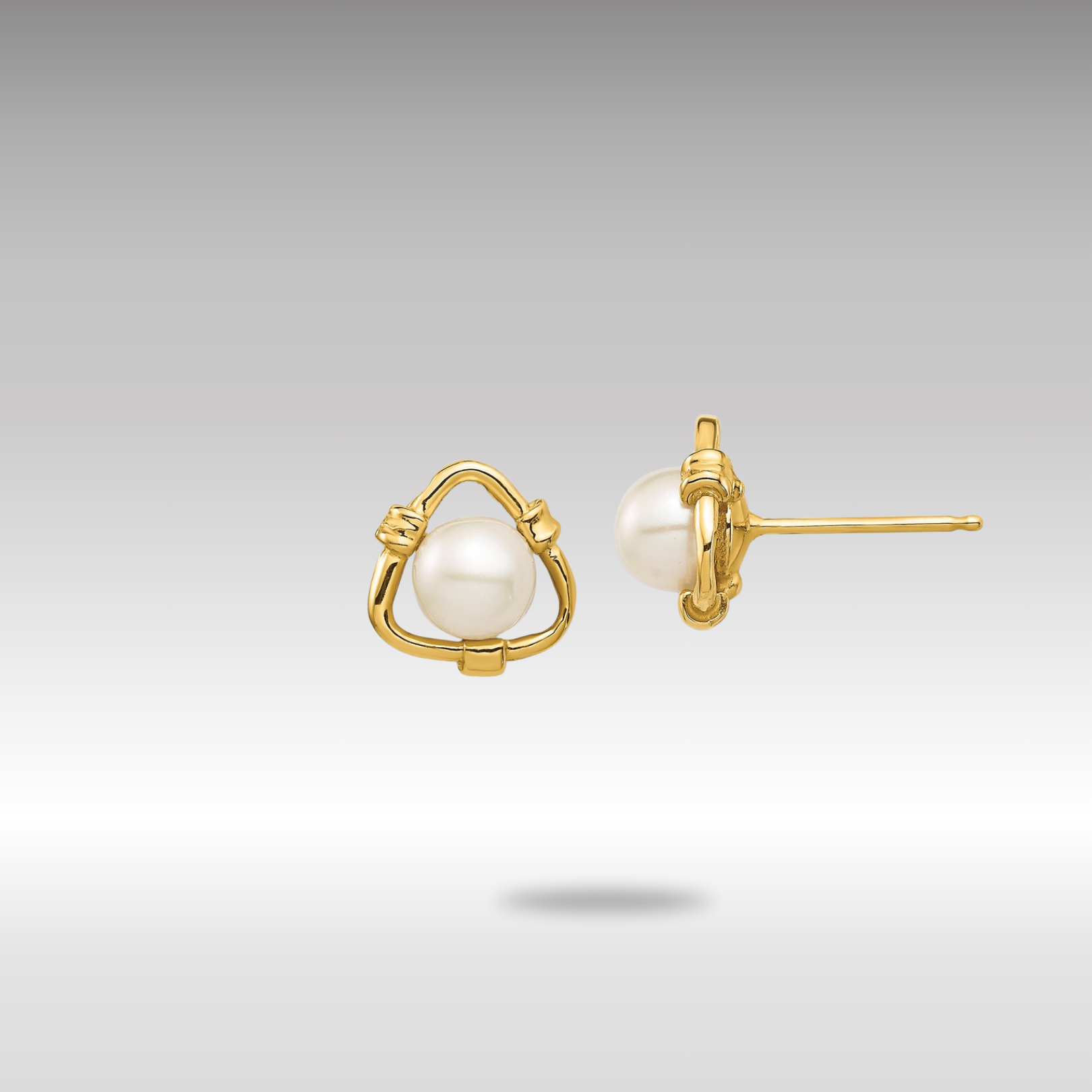 Gold Madi K 4-5mm White Button Freshwater Cultured Pearl Stud Earrings - Model SE2952 - Charlie & Co. Jewelry