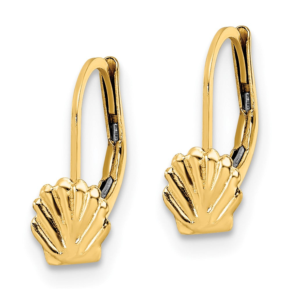 Gold Madi K Polished Sea Shell Leverback Earrings - Model SE3018 - Charlie & Co. Jewelry