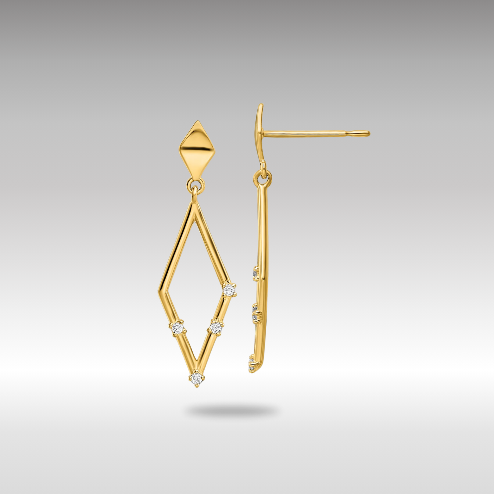 Gold CZ Dangle Post Earrings - Model SE3028 - Charlie & Co. Jewelry