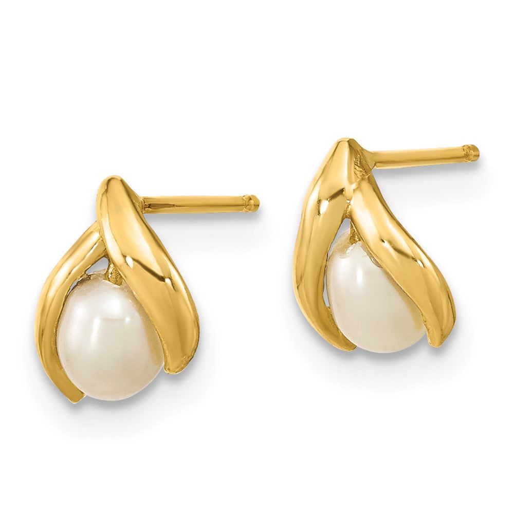 Gold Madi K 4-5mm Rice White FWC Pearl Earrings - Model SE3037 - Charlie & Co. Jewelry