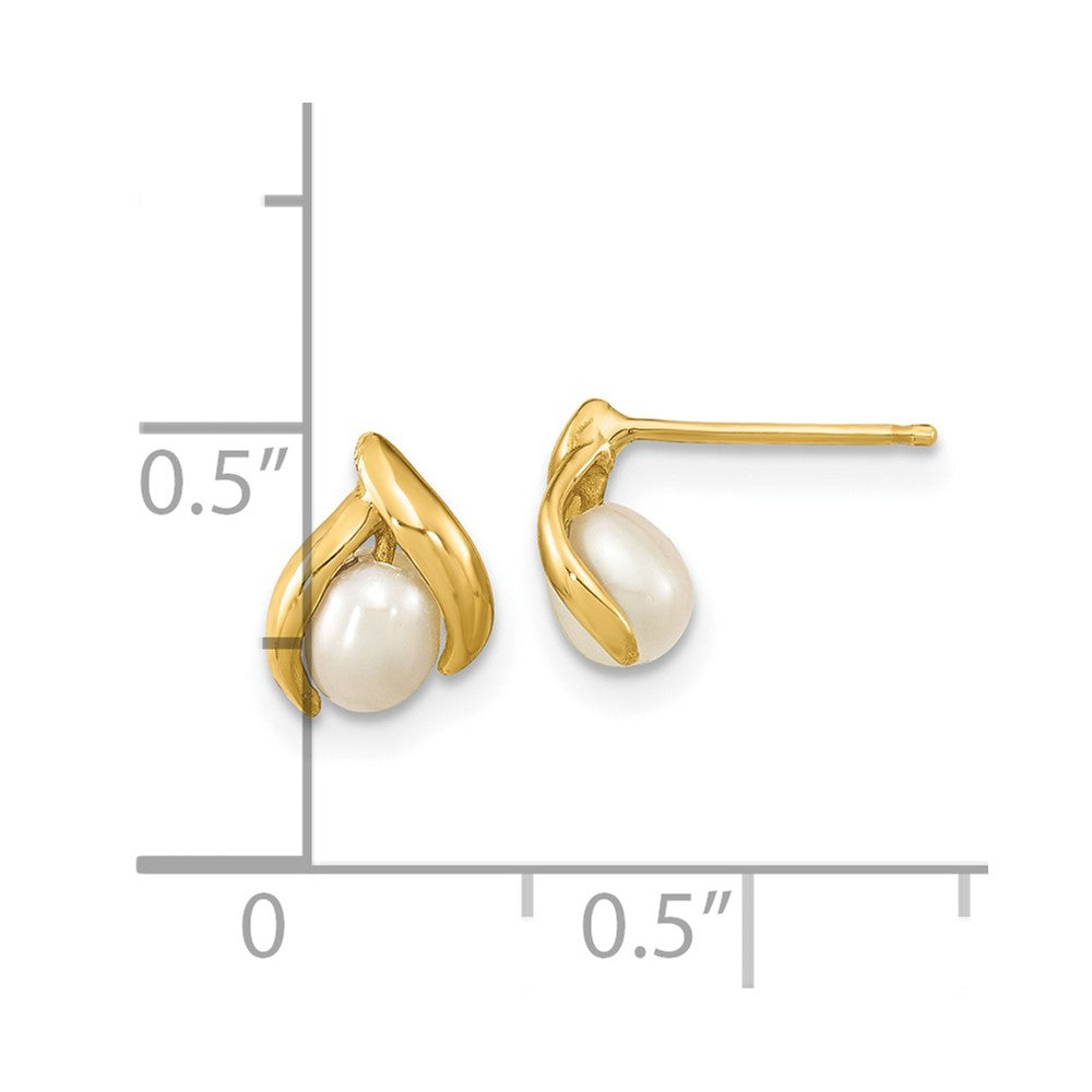 Gold Madi K 4-5mm Rice White FWC Pearl Earrings - Model SE3037 - Charlie & Co. Jewelry