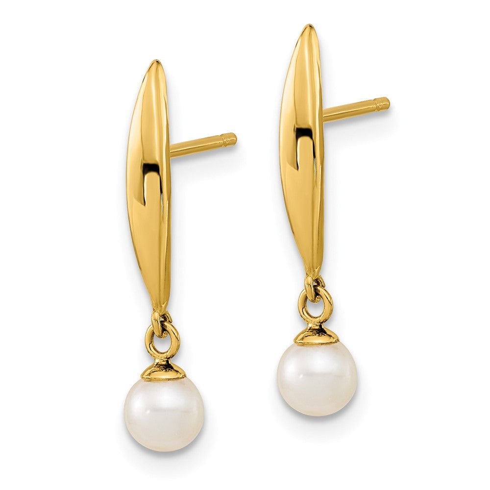 Gold Polished 4mm Freshwater Cultured Pearl Post Earrings - Model SE3042 - Charlie & Co. Jewelry