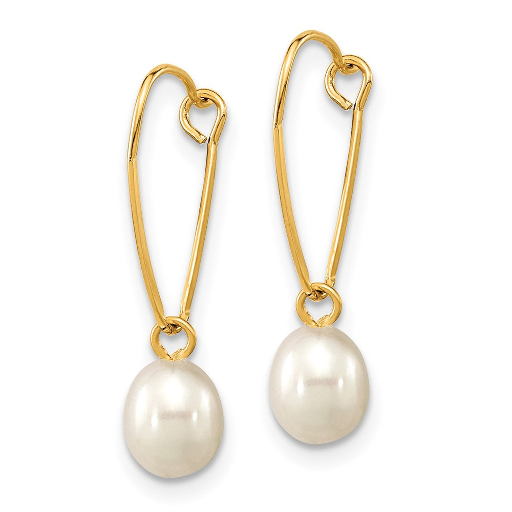 Gold Madi K 6-7mm Rice White FWC Pearl Dangle Earrings - Model SE3045 - Charlie & Co. Jewelry