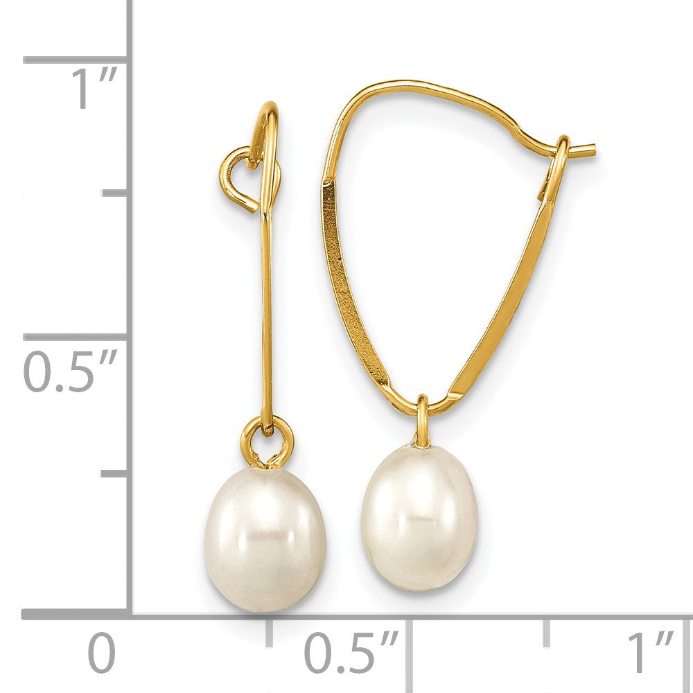 Gold Madi K 6-7mm Rice White FWC Pearl Dangle Earrings - Model SE3045 - Charlie & Co. Jewelry