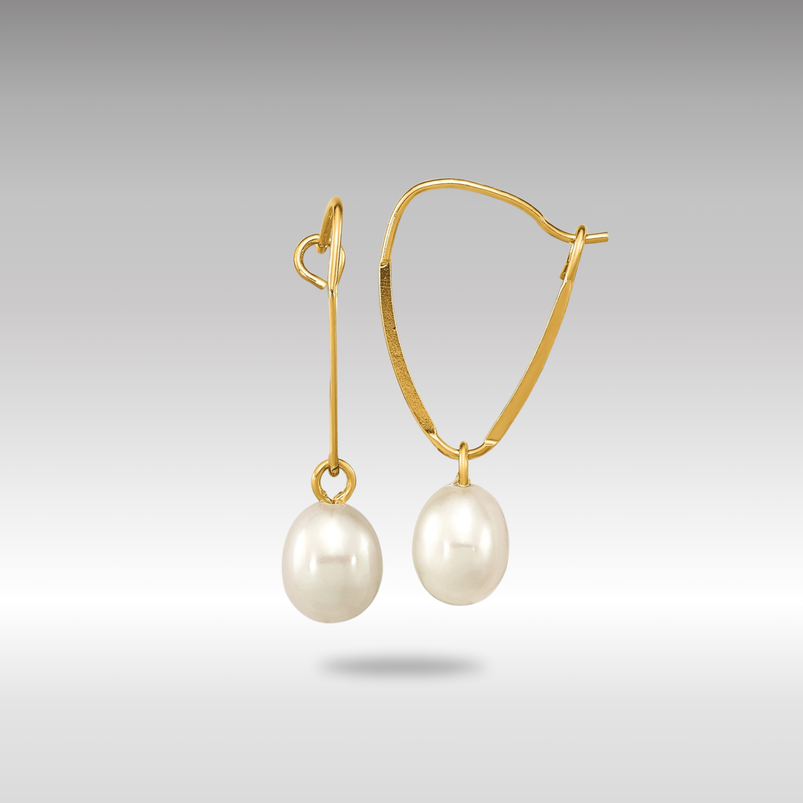 Gold Madi K 6-7mm Rice White FWC Pearl Dangle Earrings - Model SE3045 - Charlie & Co. Jewelry