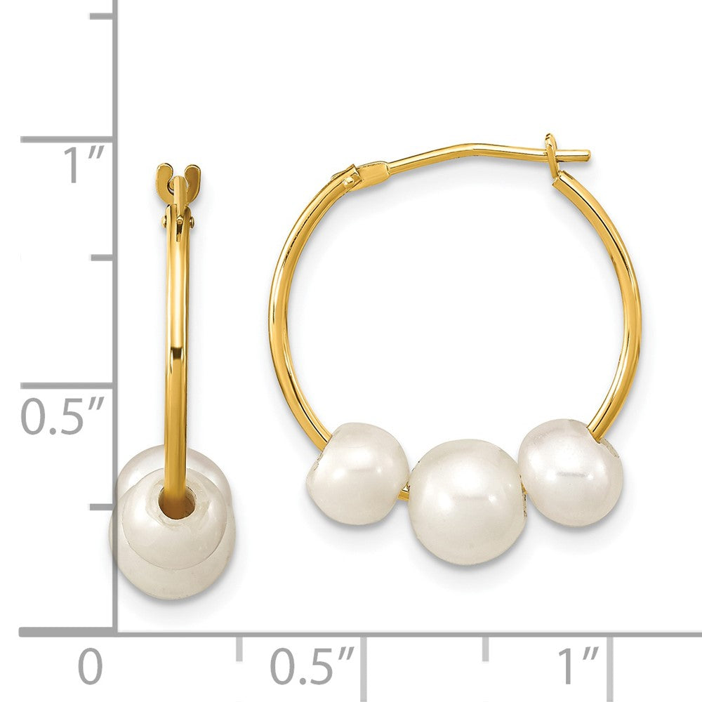 Gold Madi K 5-7mm Round White FWC Pearl Hoop Earrings - Model SE3046 - Charlie & Co. Jewelry