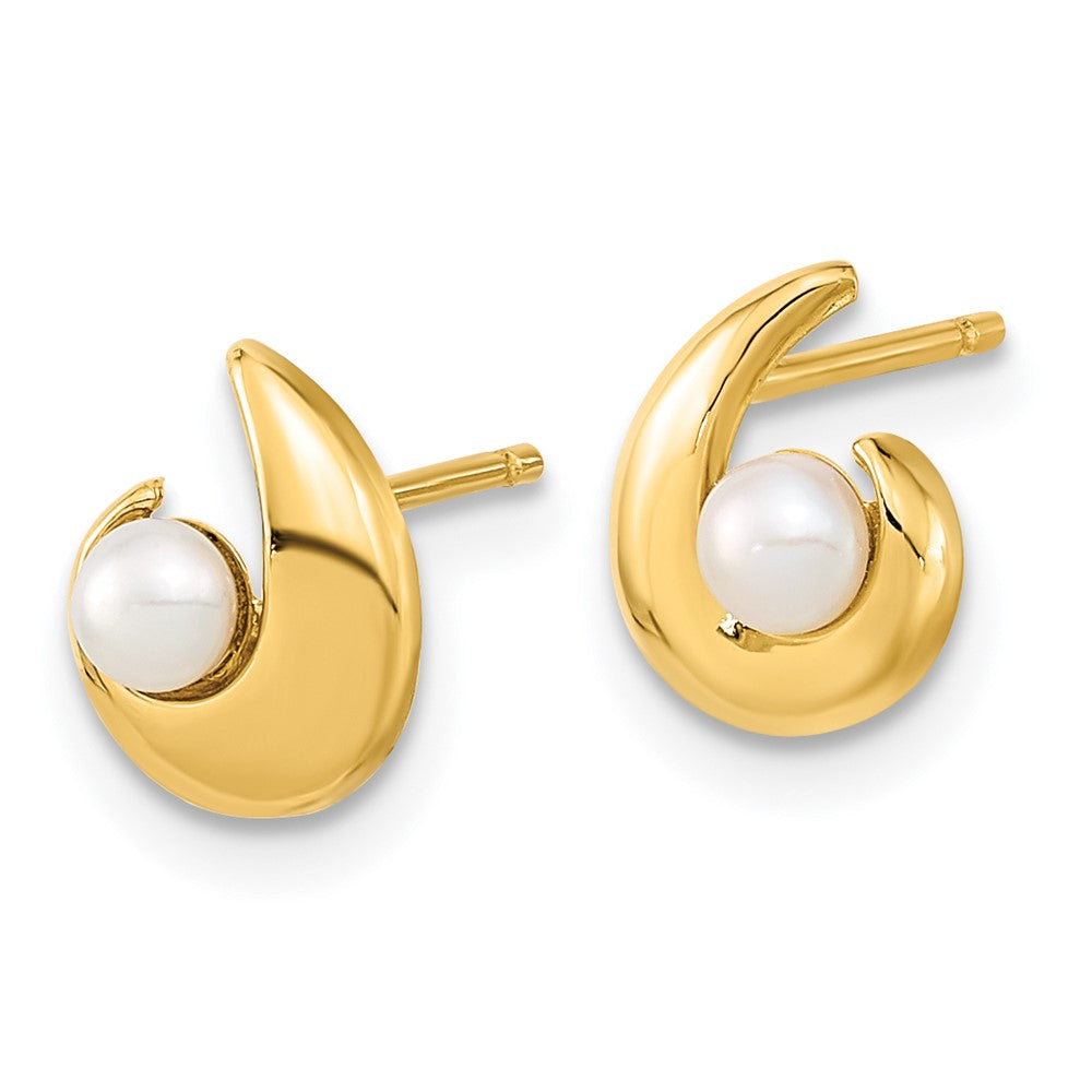 Gold Madi K Polished 3.5mm Freshwater Cultured Pearl Post Earrings - Model SE3047 - Charlie & Co. Jewelry