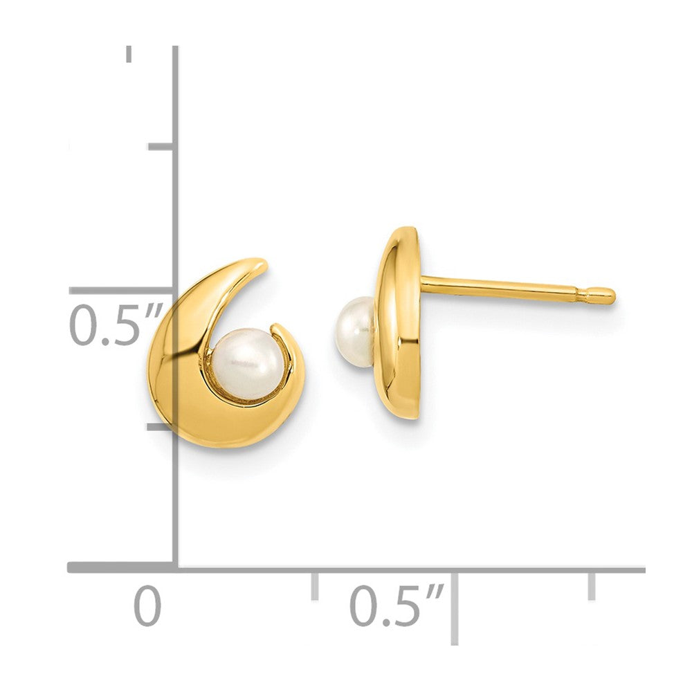 Gold Madi K Polished 3.5mm Freshwater Cultured Pearl Post Earrings - Model SE3047 - Charlie & Co. Jewelry