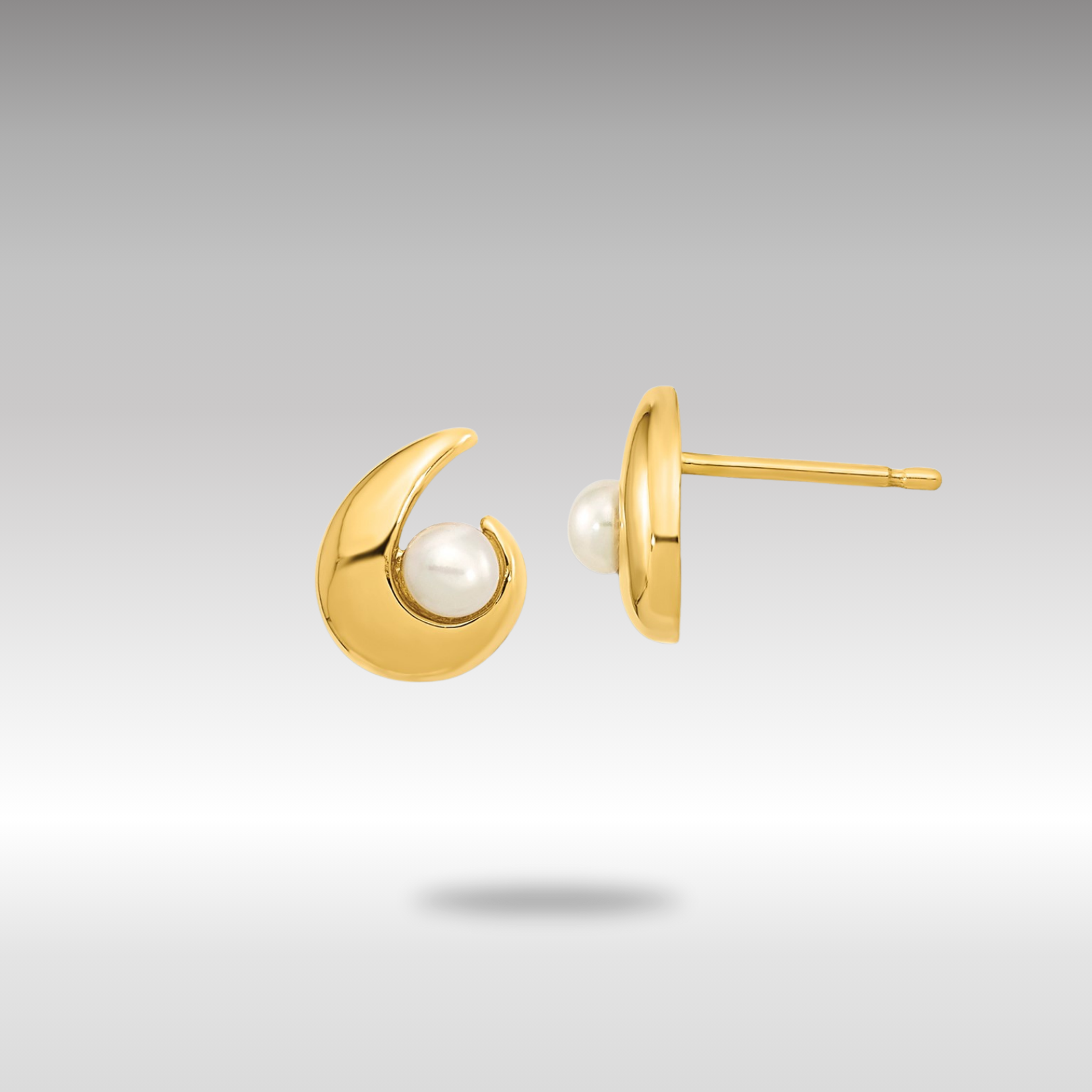 Gold Madi K Polished 3.5mm Freshwater Cultured Pearl Post Earrings - Model SE3047 - Charlie & Co. Jewelry