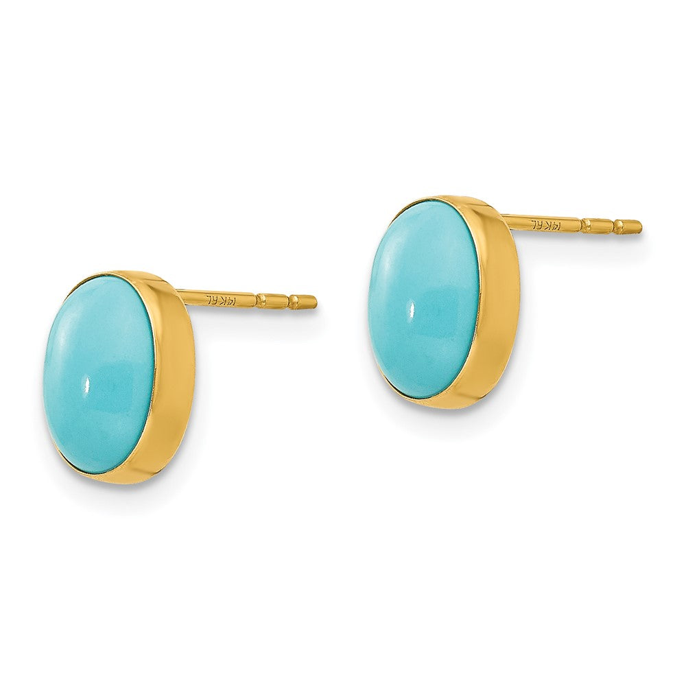 Gold Madi K Bezel Set Oval Turquoise Post Earrings - Model SE649 - Charlie & Co. Jewelry
