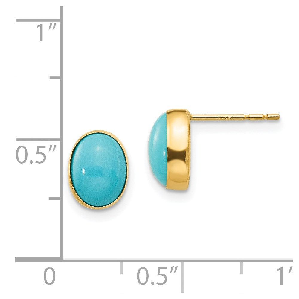 Gold Madi K Bezel Set Oval Turquoise Post Earrings - Model SE649 - Charlie & Co. Jewelry
