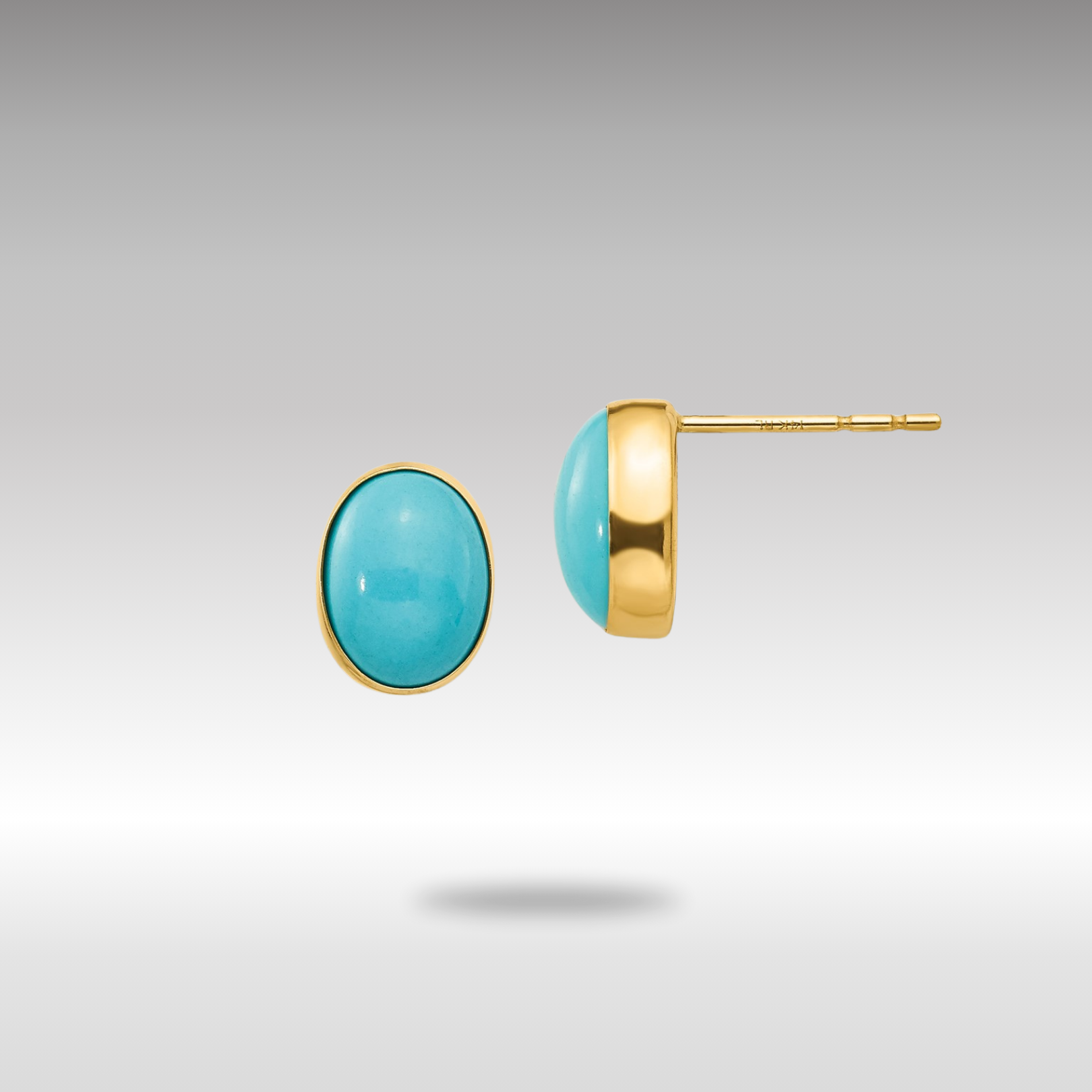 Gold Madi K Bezel Set Oval Turquoise Post Earrings - Model SE649 - Charlie & Co. Jewelry
