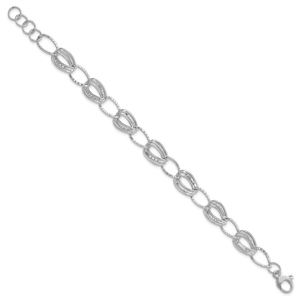 Charlie & Co Jewelry | 14k White Gold Polished And Textured Hollow W/1 In Ext. Bracelet - Model SF1927