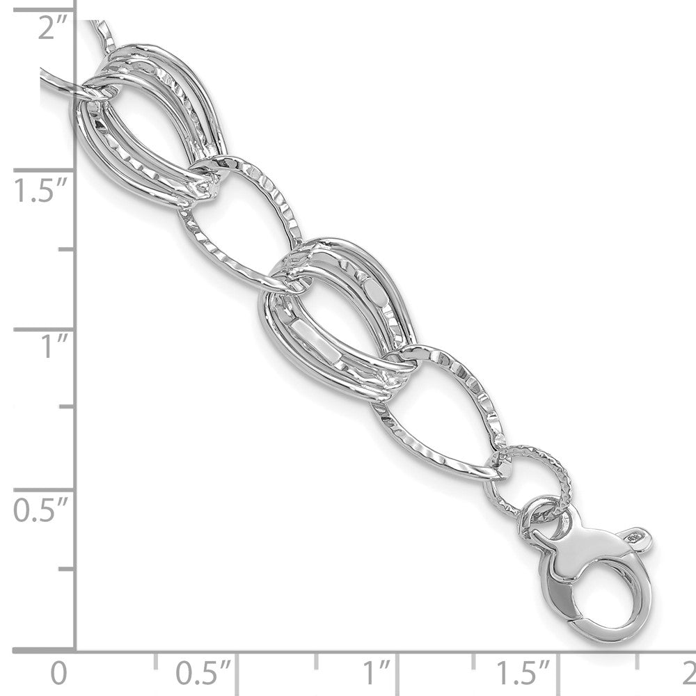 Charlie & Co Jewelry | 14k White Gold Polished And Textured Hollow W/1 In Ext. Bracelet - Model SF1927