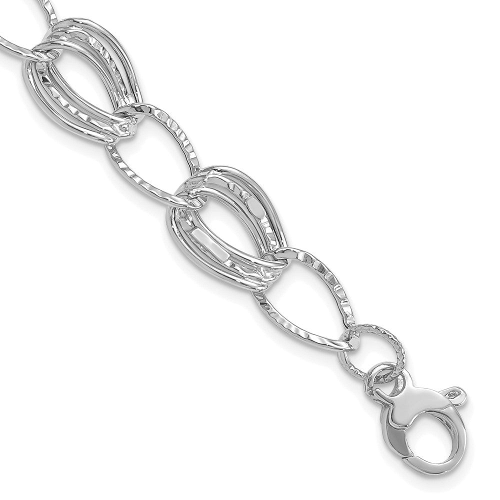 Charlie & Co Jewelry | 14k White Gold Polished And Textured Hollow W/1 In Ext. Bracelet - Model SF1927