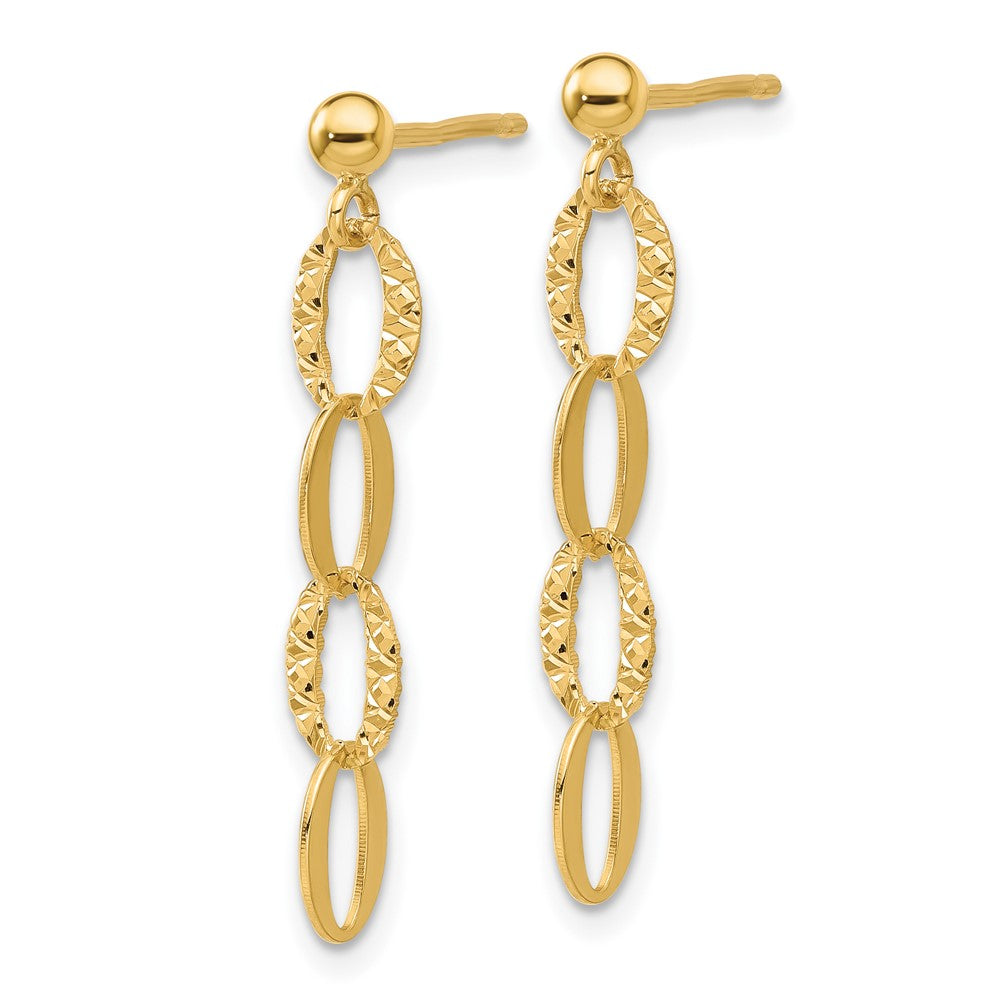 Gold Diamond Cut Oval Link Post Dangle Earrings - Model SF3017E - Charlie & Co. Jewelry