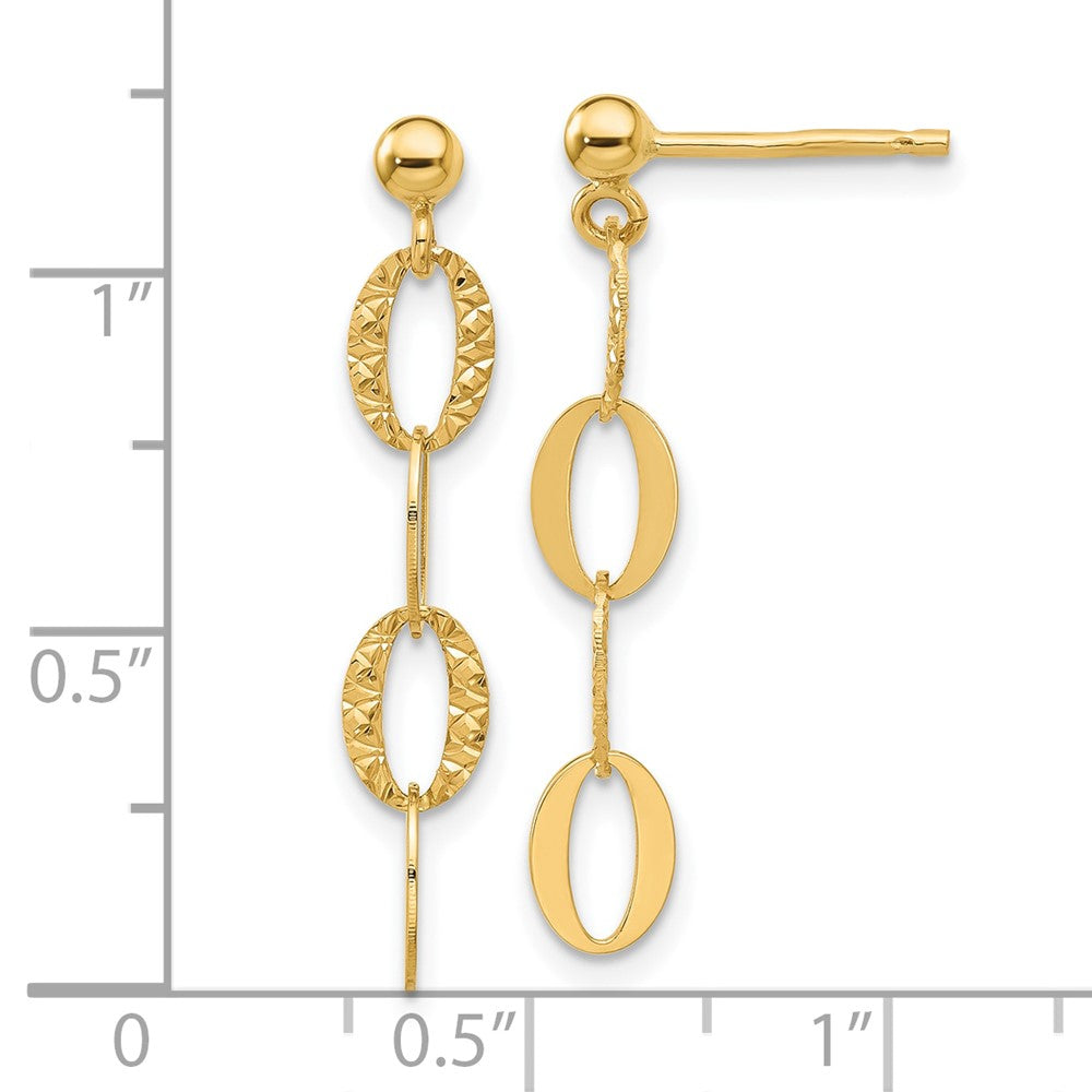 Gold Diamond Cut Oval Link Post Dangle Earrings - Model SF3017E - Charlie & Co. Jewelry