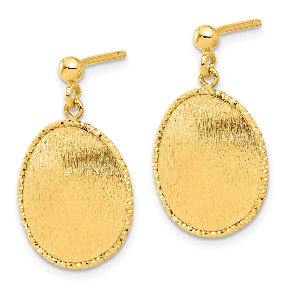 Gold Polished and Brushed Diamond Cut Round Dangle Post Earrings - Model SF3052E - Charlie & Co. Jewelry